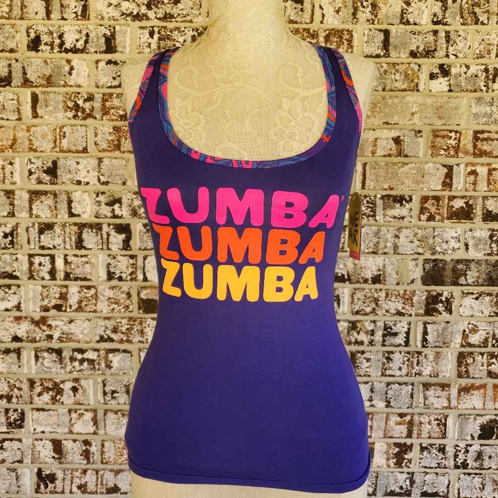 Zumba Peace Love Purple Racer Back Tank XS